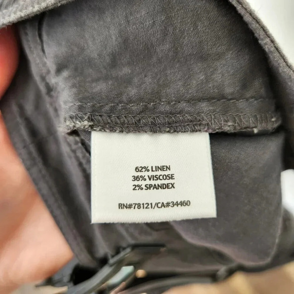 EILEEN FISHER Charcoal Gray Straight Leg Linen Viscose Spandex Pant Size 6 - Picture 8 of 8